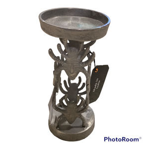 Haunted Manor Halloween Spider Candle Holder Decor Spooky Gothic Goth Silver NEW
